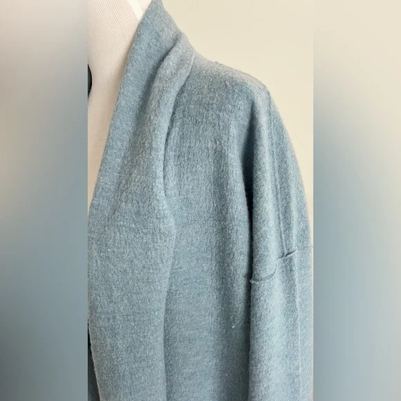 EILEEN FISHER 
Shawl Collar Wool Coat - Blue Steel Medium - Picture 7 of 13